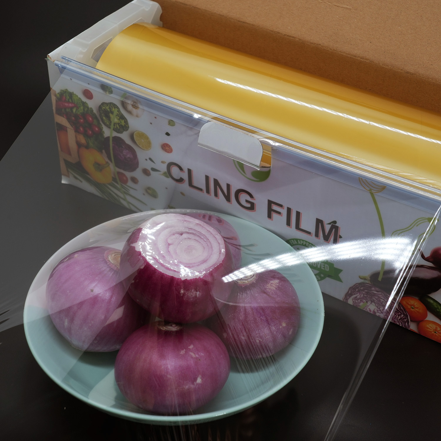 Filme plástico de PVC de qualidade alimentar premium com caixa de corte - envoltório de cozinha 100% livre de BPA para frescor