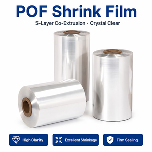 Filme retrátil POF reticulado de grau alimentício, impresso personalizado, filme de envoltório termorretrátil de poliolefina de alto encolhimento para alimentos, bebidas, produtos em geral, embalagens externas