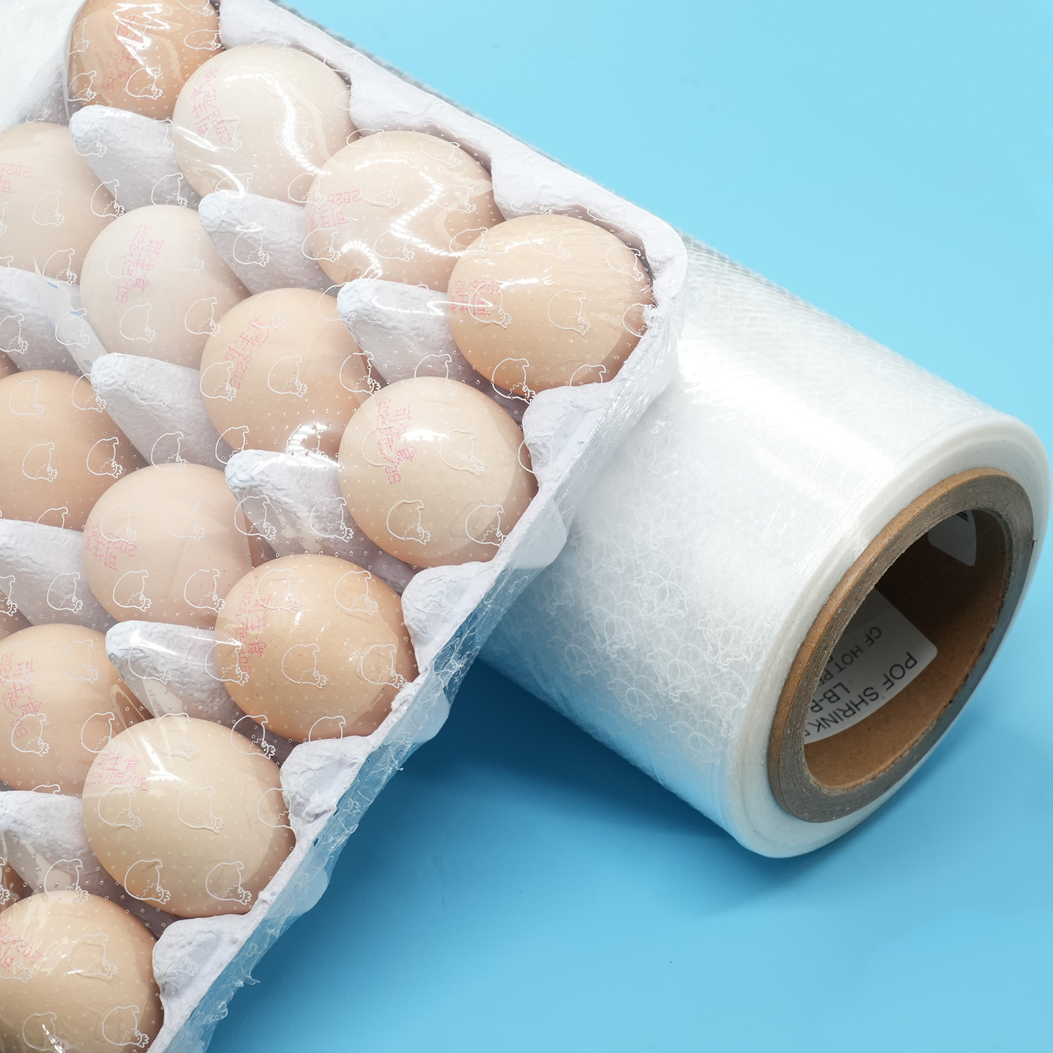 Filme retrátil POF reticulado de grau alimentício, impresso personalizado, filme de envoltório termorretrátil de poliolefina de alto encolhimento para alimentos, bebidas, produtos em geral, embalagens externas