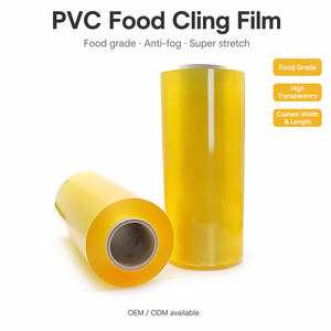 Rolo de filme plástico extensível de PVC de qualidade alimentar | Embalagem plástica personalizada para alimentos para embalagens de catering de supermercado